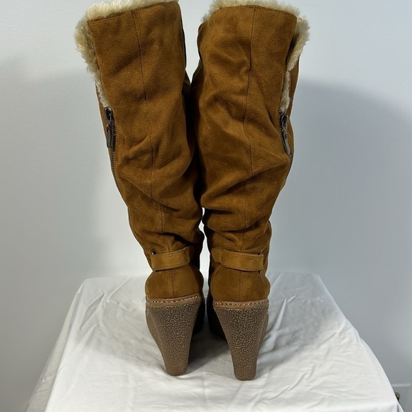 Bakers Furbee Boots Womens 9.5 Brown Faux Fur Faux Suede Wedge Platform … - Picture 5 of 16